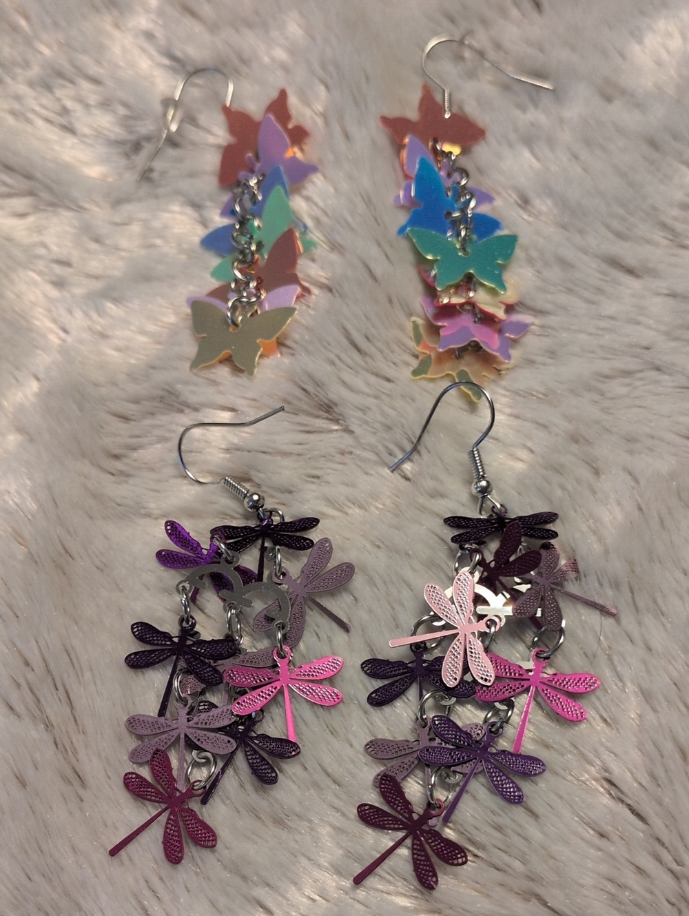 Colorful Butterfly and Dragonfly Dangle Earrings - Multicolor